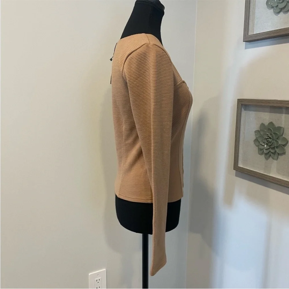 Anthropologie BB Dakota Camel Ribbed Knit Corset Style Top NWT! - Picture 3 of 10